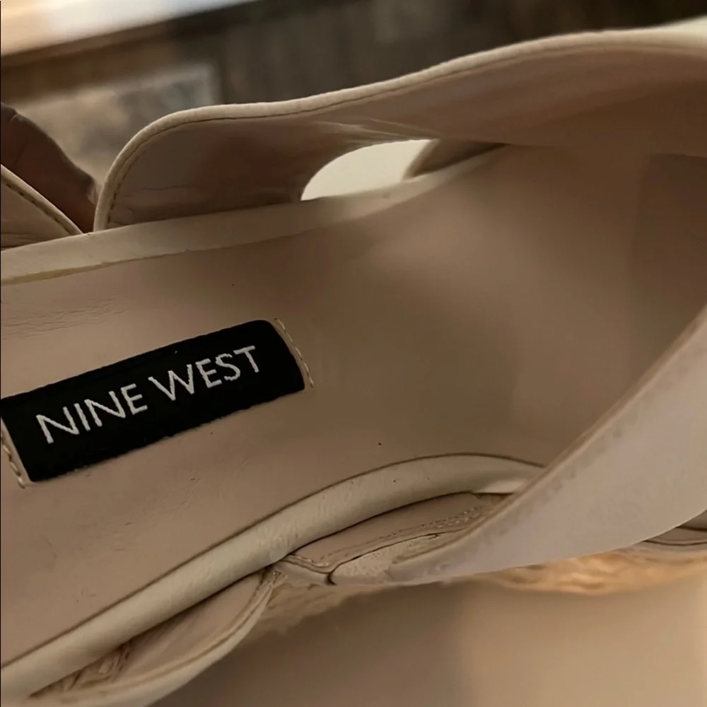 Nine West Cream Wedge Sandals with Adjustable Ankle Strap Size 8‎